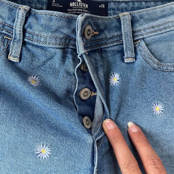Hollister Y2K Daisy Button Fly Jean Womens Shorts Sz 3 Festival Frayed Embroider - Picture 3 of 9